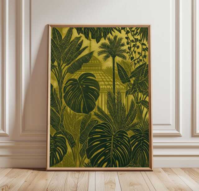 Tropical Greenhouse Poster, Botanical Jungle Wall Art Print - image 1