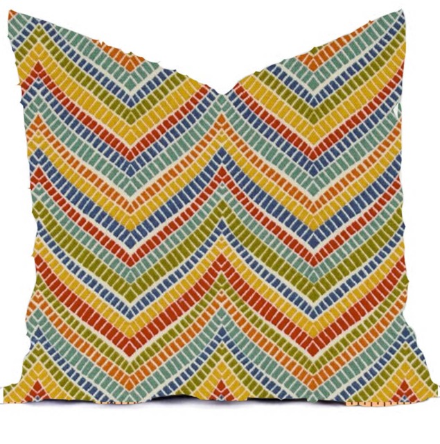 Outdoor Pillow Cover, Fiesta Mexico, Orange Red Blue Aqua, Modern World Traveler - image 1