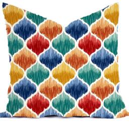 Outdoor Pillow Cover, Fiesta Mexico, Orange Red Blue Aqua, Modern World Traveler - thumbnail 3