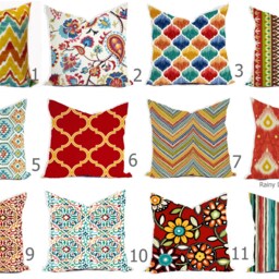 Outdoor Pillow Cover, Fiesta Mexico, Orange Red Blue Aqua, Modern World Traveler - thumbnail 2