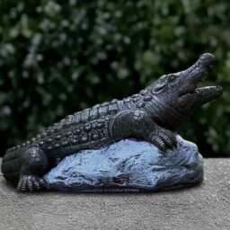 Massive Alligator Statue Garden Reptile Decor Cement Crocodile Sculpture Outdoor Pond Ornament Wildlife Yard Accent Alligator Lover Gift