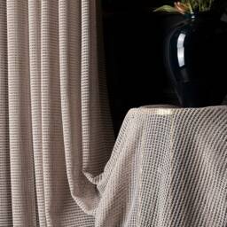 Luxury Sheer Curtain Panel Beige, White & Brown - Custom Size - thumbnail 2