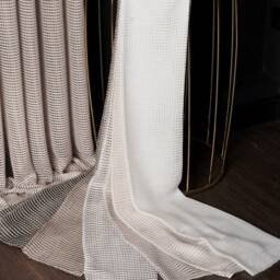 Luxury Sheer Curtain Panel Beige, White & Brown - Custom Size - thumbnail 3