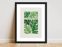 Monstera Plant Print - Leaf Your Worries Behind Living Room/ Bedroom/Kitchen Art A2 A3 A4 Framed Poster Wall - thumbnail 1