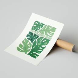 Monstera Plant Print - Leaf Your Worries Behind Living Room/ Bedroom/Kitchen Art A2 A3 A4 Framed Poster Wall - thumbnail 2