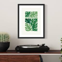 Monstera Plant Print - Leaf Your Worries Behind Living Room/ Bedroom/Kitchen Art A2 A3 A4 Framed Poster Wall - thumbnail 3