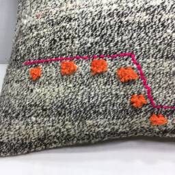 Vintage Turkish Kilim Pillow, Handwoven Bohemian Throw Pillow - 16x24 - thumbnail 3