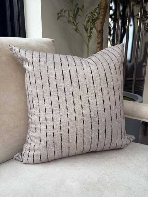 Neutral Striped Cotton Cushion 45x45cm, Tickling Country Style Beige Throw Pillows - image 1