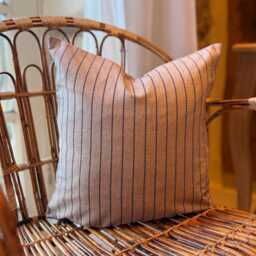 Neutral Striped Cotton Cushion 45x45cm, Tickling Country Style Beige Throw Pillows - thumbnail 2