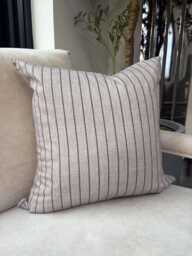 Neutral Striped Cotton Cushion 45x45cm, Tickling Country Style Beige Throw Pillows - thumbnail 1