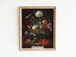 Vintage Flower Oil Painting Print Floral Thrifted Find Still Life Gallery Wall Maximalist 8x10 16x20 - thumbnail 1
