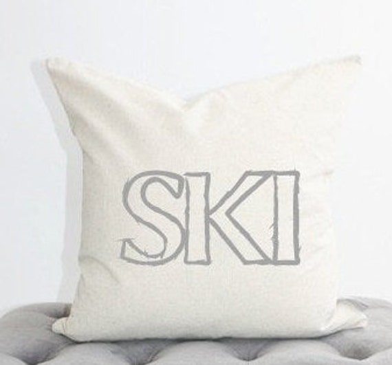 Ski Pillow Cover, Word Pillow, Lake Ski Sign, House Housewarming Gift, Cabin - image 1