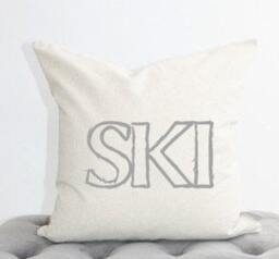 Ski Pillow Cover, Word Pillow, Lake Ski Sign, House Housewarming Gift, Cabin - thumbnail 1