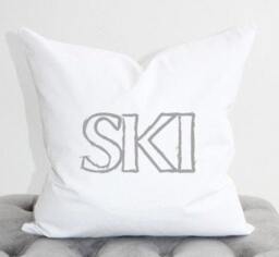 Ski Pillow Cover, Word Pillow, Lake Ski Sign, House Housewarming Gift, Cabin - thumbnail 2