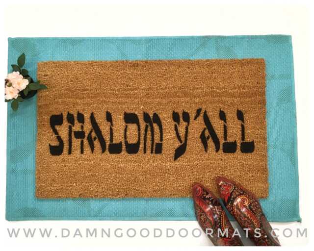 Funny Jewish Welcome Doormat Shalom Y'all Rosh Hashanah - image 1
