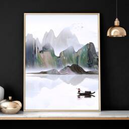 Home Decor Wall Hanging, Japanese Art New Gift, Cranes Art, Office Decor Zen Garden Set Of 3 Prints - thumbnail 2