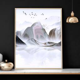 Home Decor Wall Hanging, Japanese Art New Gift, Cranes Art, Office Decor Zen Garden Set Of 3 Prints - thumbnail 3