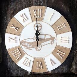 Muscle Car Wall Clock Chevrolet Camaro 1969 Wooden With Inlayed Image, Gift Idea For Old Cars Lover & American Muscle - thumbnail 3