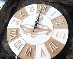 Muscle Car Wall Clock Chevrolet Camaro 1969 Wooden With Inlayed Image, Gift Idea For Old Cars Lover & American Muscle - thumbnail 1