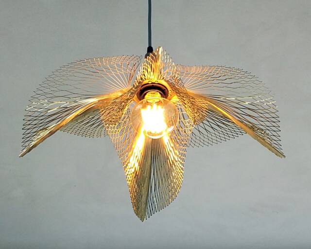 Golden Leaf Brass Pendant Light, Unique Ceiling Chandelier - image 1