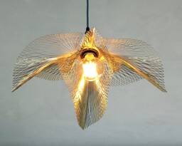Golden Leaf Brass Pendant Light, Unique Ceiling Chandelier - thumbnail 1