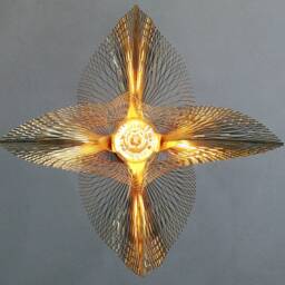 Golden Leaf Brass Pendant Light, Unique Ceiling Chandelier - thumbnail 3