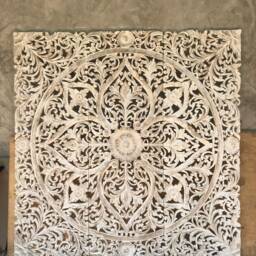 Balinese Teak Wood Headboard King Size Carved Wall Art - thumbnail 2