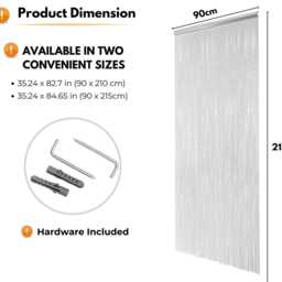 Aluminum Chain Fly Screen Insect Barrier Door Curtain - 35.2 X 84.6 In - thumbnail 2
