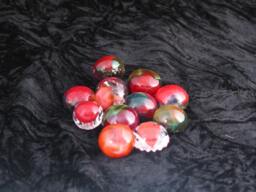 Set Of Four Red Hand Blown Glass Baubles