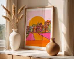 Harrogate Art Print North Yorkshire Travel Poster, Bright Rural Illustration - thumbnail 1