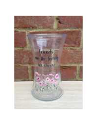 Friends Are Family Glass Vase Pink Flower Friendship Gift - thumbnail 1