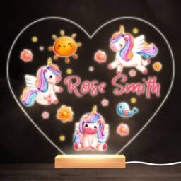 Sun Magical Unicorn Colourful Heart Personalised Gift Led Lamp Night Light - Bedroom