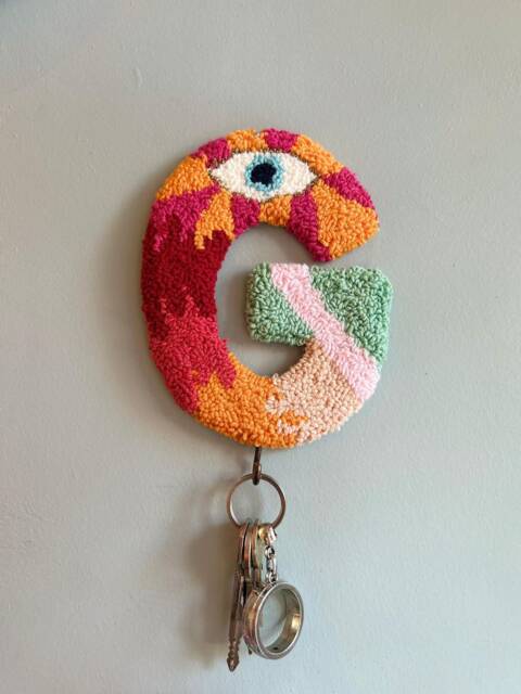 Custom Punch Needle Key Holder Handmade Cotton Yarn Decor - image 1