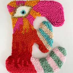 Custom Punch Needle Key Holder Handmade Cotton Yarn Decor - thumbnail 4