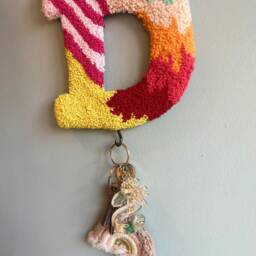 Custom Punch Needle Key Holder Handmade Cotton Yarn Decor - thumbnail 3