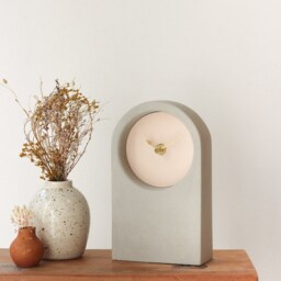 Handmade Concrete/Cement Grey & Pink Desk Clock - Tall - thumbnail 2