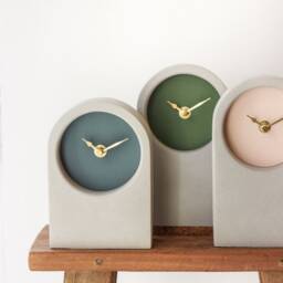 Handmade Concrete/Cement Grey & Pink Desk Clock - Tall - thumbnail 3