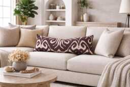 Handwoven Silk Ikat Pillow Cover 10x24, Modern Home Decor - thumbnail 1