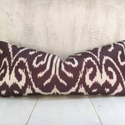 Handwoven Silk Ikat Pillow Cover 10x24, Modern Home Decor - thumbnail 2