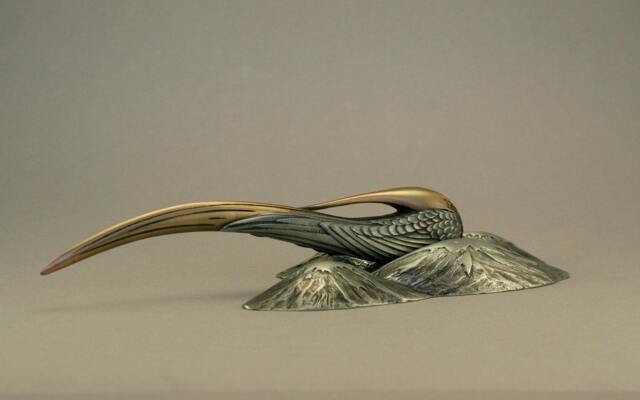 Bird Sculpture, Metal Letter Opener, Scuplture Bird & Mountains, Office Gift, Fonctional Art, Original Gift Idea, Collectors - image 1
