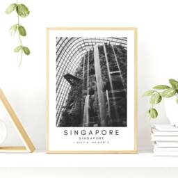 Singapore Gardens By The Bay Print Black & White Skyline Art - thumbnail 3