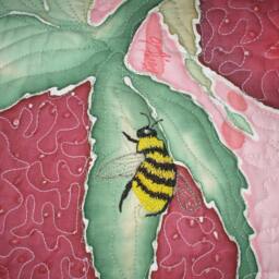 Quilted Wall Hanging Or Table Topper Strawberries Hand Painted Art Quilt Quiltsy Handmade - thumbnail 2