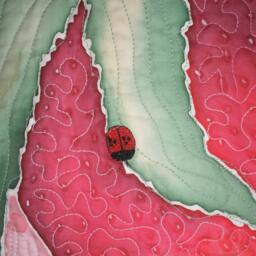 Quilted Wall Hanging Or Table Topper Strawberries Hand Painted Art Quilt Quiltsy Handmade - thumbnail 3