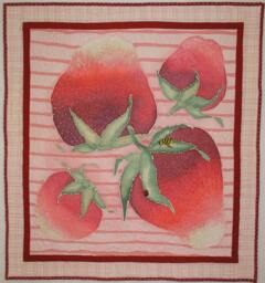 Quilted Wall Hanging Or Table Topper Strawberries Hand Painted Art Quilt Quiltsy Handmade