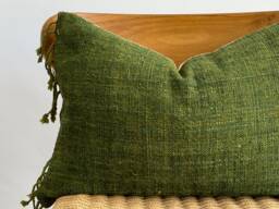 Handmade Hemp Lumbar Pillow Cover Vintage Karen Woven Batik - thumbnail 1