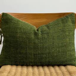 Handmade Hemp Lumbar Pillow Cover Vintage Karen Woven Batik - thumbnail 2