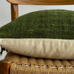 Handmade Hemp Lumbar Pillow Cover Vintage Karen Woven Batik - thumbnail 3
