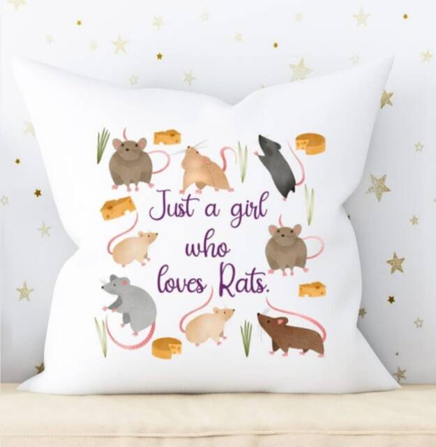 Personalised Pet Rat Cushion - Cute Animal Scatter Pillow For Lovers Perfect Gift Mum & Dad, Home D??cor, Rodent Lover - image 1