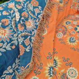 Bohemian Floral Throw Blanket Reversible Cotton Fringed Plaid - thumbnail 4