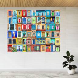 Colourful Houses & Doors 3D View Wall Sticker Poster Decal A949